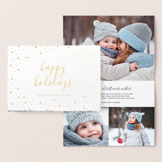 Happy Holidays Photo Card | Real Gold Foil Stars (Display)