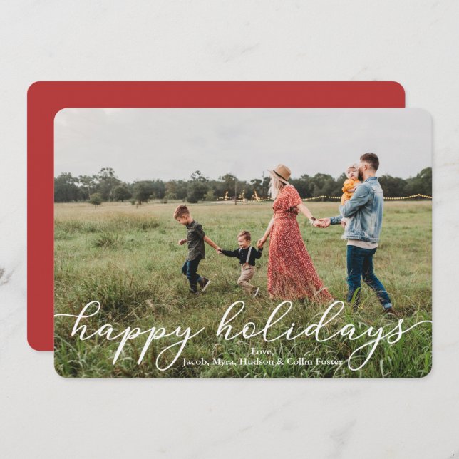 Happy Holidays Photo Card with Script (Front/Back)