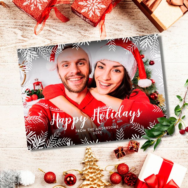 Happy Holidays Photo Christmas Foliage Holiday Card (Creator Uploaded)
