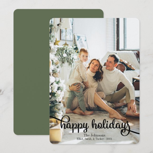 Happy Holidays Photo Christmas Holiday Card (Front/Back)