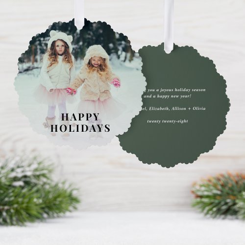 Happy Holidays Photo Christmas Ornament Card
