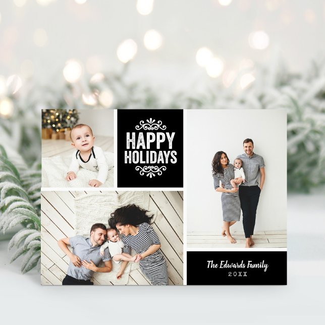 Happy Holidays Photo Collage Greeting Card (Creator Uploaded)