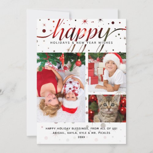 HAPPY Holidays Photo  Color Matching Typography Holiday Card