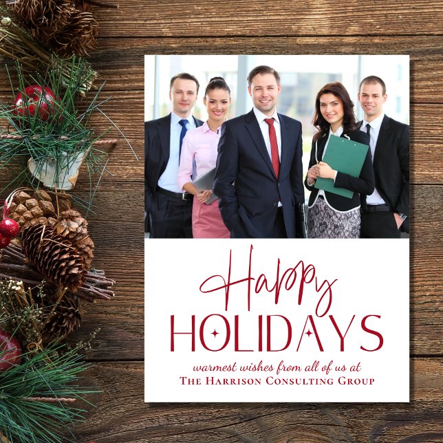 Happy Holidays Photo Corporate Christmas Holiday Postcard (Creator Uploaded)
