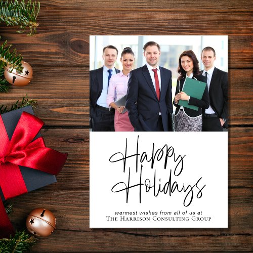 Happy Holidays Photo Corporate Logo Christmas Card