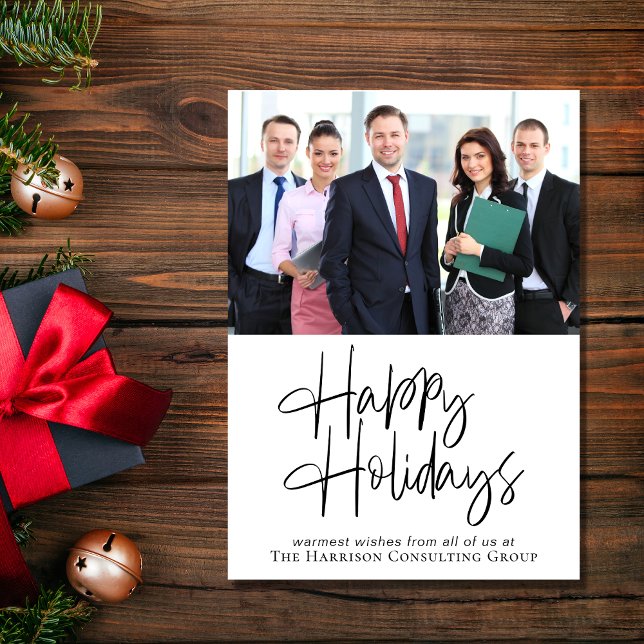 Happy Holidays Photo Corporate Logo Christmas Card (Spread warmth, appreciation, and gratitude to your valued customers, clients, employees and partners)