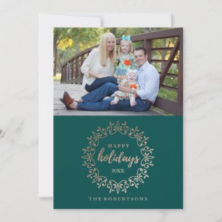 Happy Holidays Photo Faux Foil Holiday Card