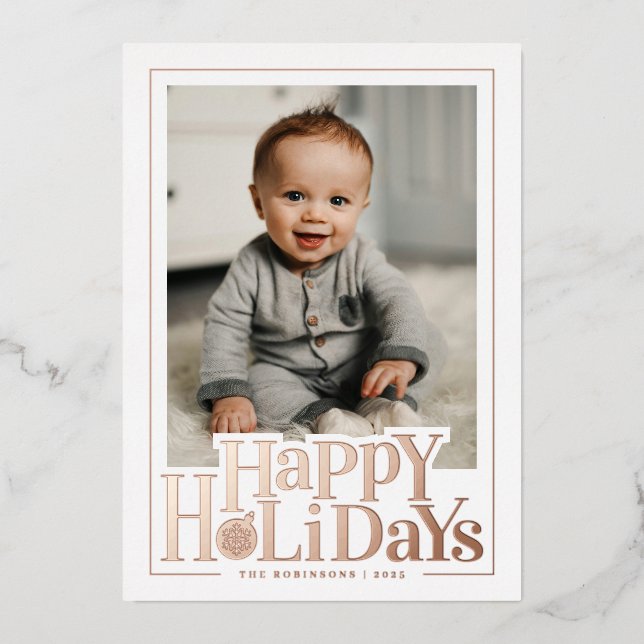 Happy Holidays Photo Foil Holiday Card (Front)