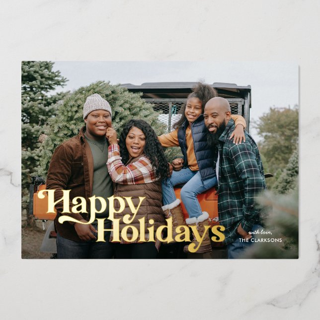 Happy Holidays Photo Foil Holiday Card (Front)