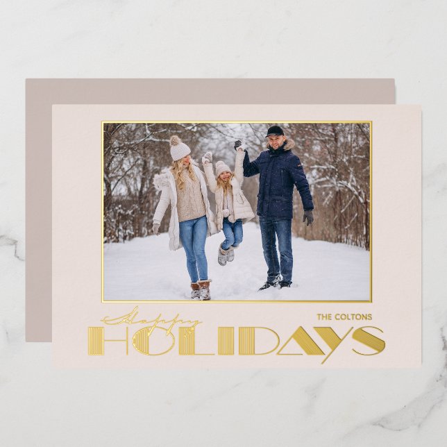 Happy Holidays Photo Foil Holiday Card (Front/Back)
