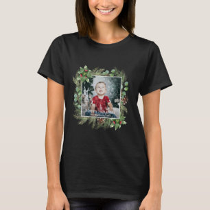 Happy Holidays Photo Greenery T-Shirt