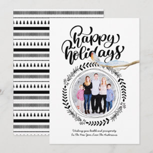 HAPPY HOLIDAYS PHOTO Modern Festive Robin Xmas Invitation