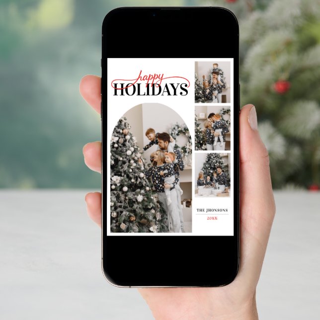 Happy Holidays photo Modern Simple Calligraphy Holiday Card (Front Digital)