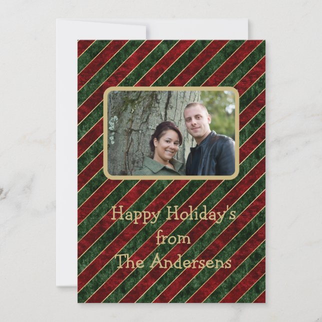 Happy Holidays Photo Personalized Message Red Holiday Card (Front)