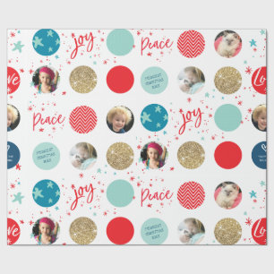 HAPPY HOLIDAYS photo spot joy love peace red gold Wrapping Paper