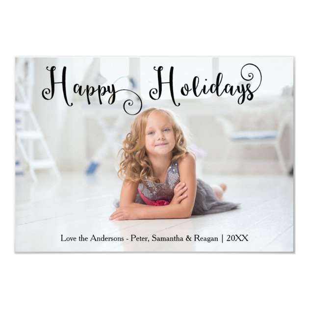 Happy Holidays Photo Swirly Font-3x5Christmas Card
