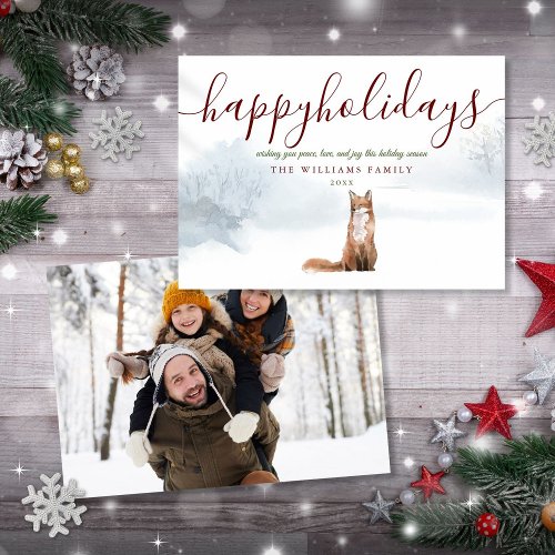 Happy Holidays Photo Winter Fox Christmas Holiday Card