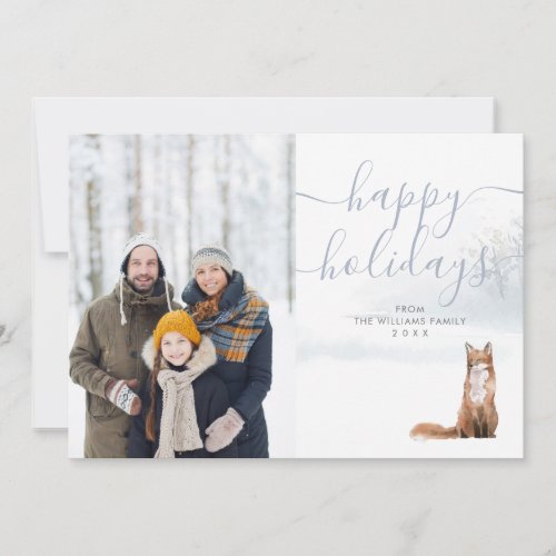 Happy Holidays Photo Winter Woodland Scene Fox Holiday Card