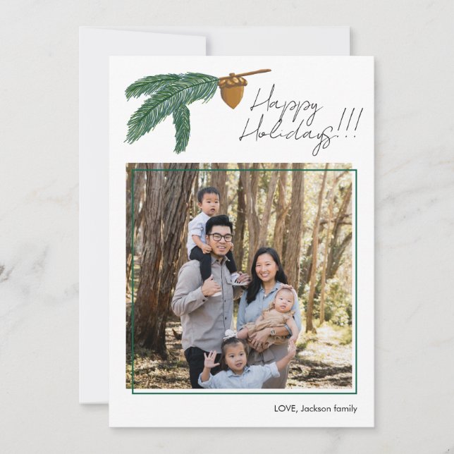Happy Holidays Photo with illustrated motifs Holiday Card (Front)