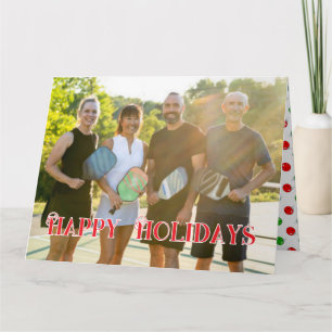 Happy Holidays Pickleball Family Photo Personalize Card