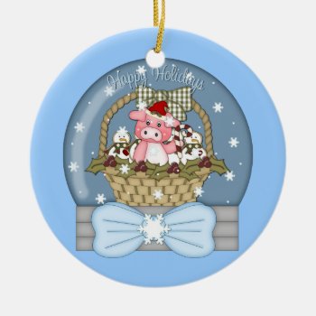 Happy Holidays Pig Ornament by ThePigPen at Zazzle