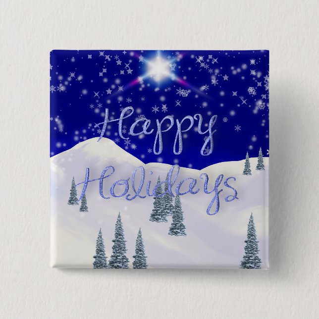 Happy Holidays Pinback Button (Front)