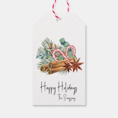 Happy Holidays Pine Candy Cane Bouquet  Gift Tags