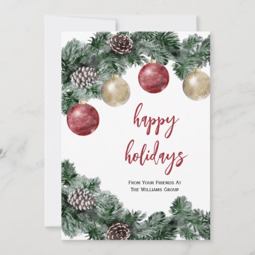 Happy Holidays Pine Corporate Greetings Card