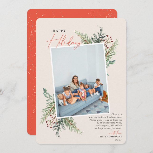 Happy Holidays Pine Tan Moving Announcement (Front/Back)