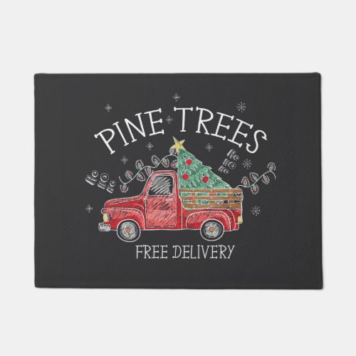 Happy Holidays  Pine Trees Free Delivery Doormat