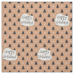 Happy Holidays pine trees pattern Fabric