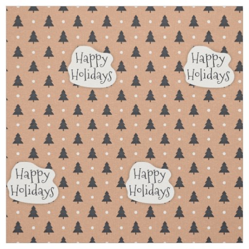 Happy Holidays pine trees pattern Fabric