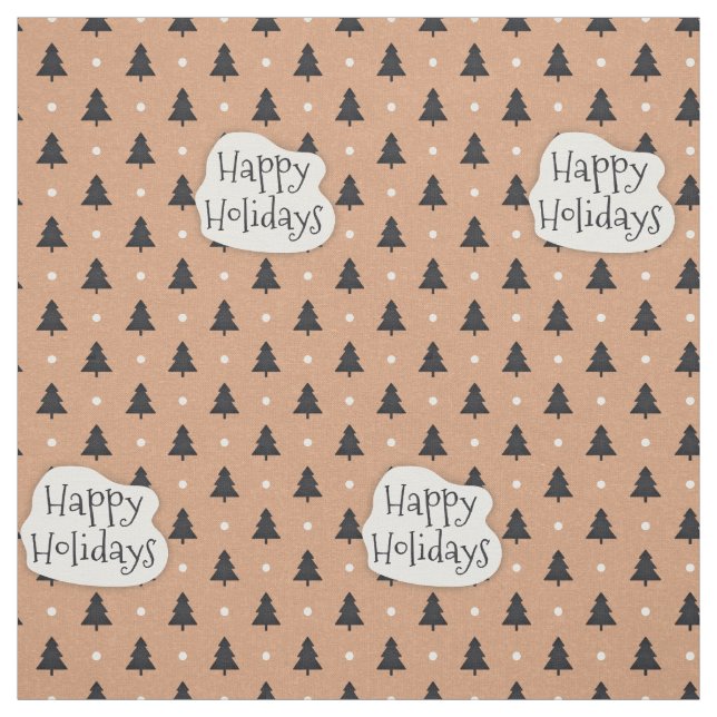 Happy Holidays pine trees pattern Fabric (Swatch)