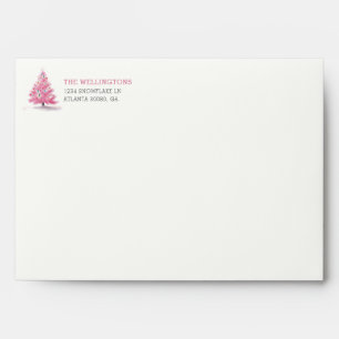 Happy Holidays Pink Christmas Tree Custom Address Envelope