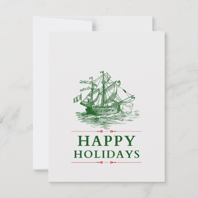 Happy Holidays- Pirate Ship Holiday Card (Front)