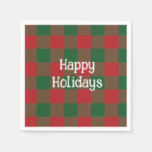Happy Holidays Plaid Napkins