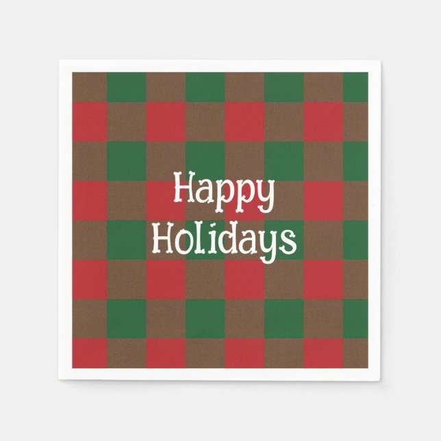 Happy Holidays Plaid Napkins (Front)