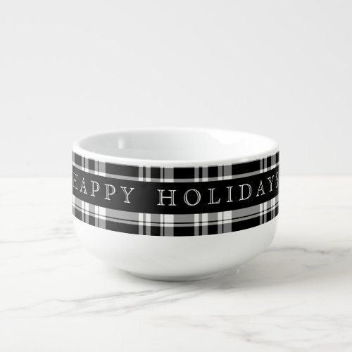 Happy Holidays Plaid Soup Mug