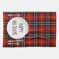 Happy Holiday Plaid Kitchen Towel