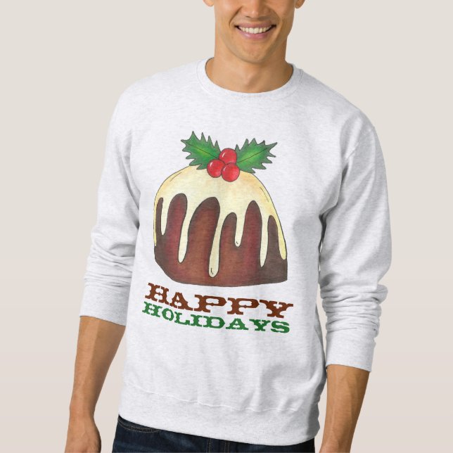 Happy Holidays Plum Pudding Ugly Christmas Sweater (Front)