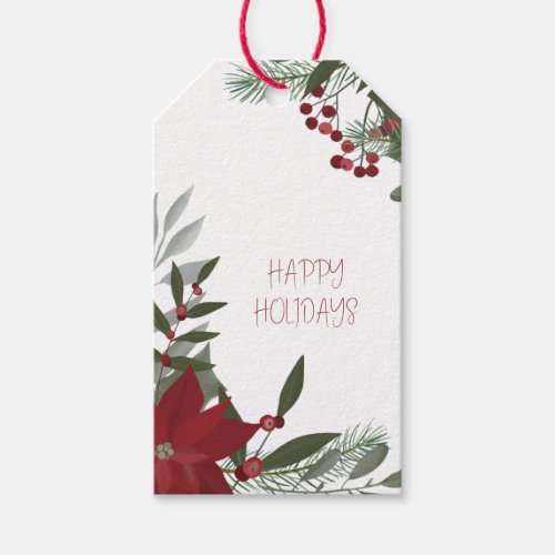 Happy Holidays Poinsettia Gift Tags