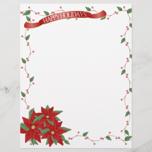 Happy Holidays Poinsettia Letterhead (Front)