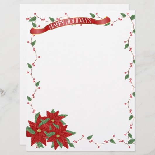 Happy Holidays Poinsettia Letterhead (Front/Back)
