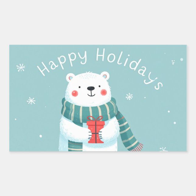 Happy Holidays Polar Bear Hug Sticker (Front)