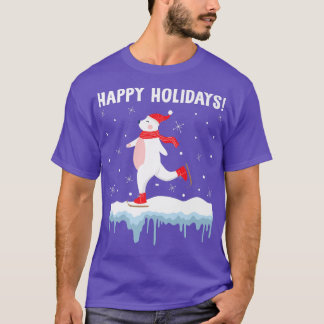 Happy Holidays Polar Bear Ice Skating Christmas An T-Shirt