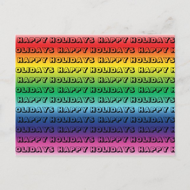 "Happy Holidays" pride lgbt lgbtq rainbow colors Postcard (Front)