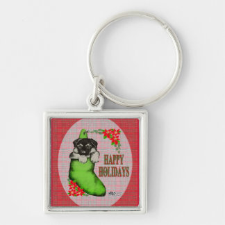 Happy Holidays Puppy Keychain