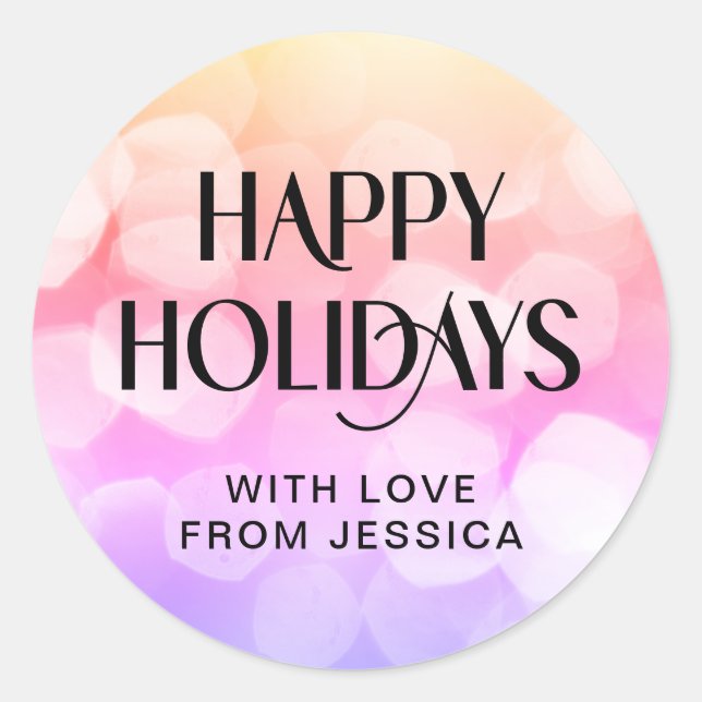 HAPPY HOLIDAYS! Purple, Pink, Glitter Sticker (Front)