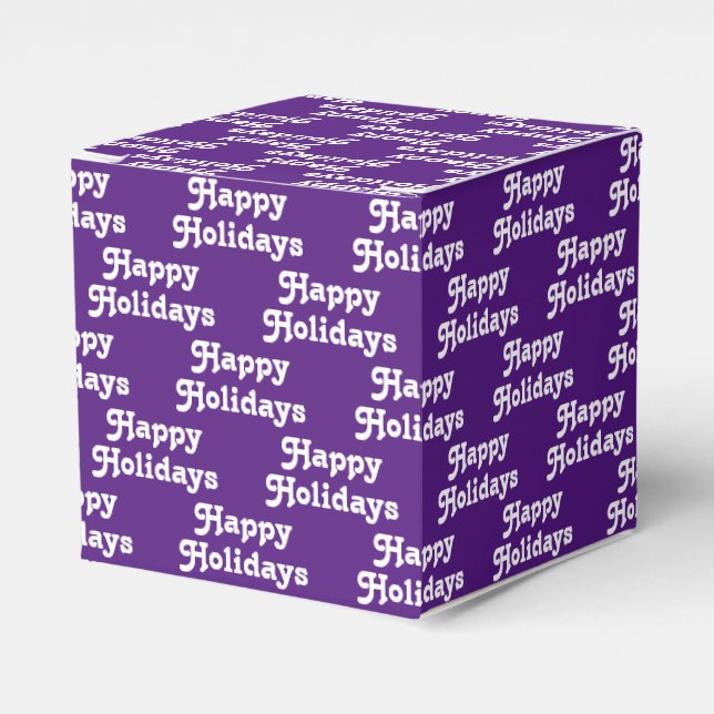 "Happy Holidays" purple violet white Holiday Gift Favor Boxes (Front Side)