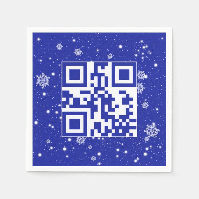 Happy Holidays QR Code On Snowflakes Napkins (Front)